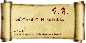Ivánkó Nikoletta névjegykártya